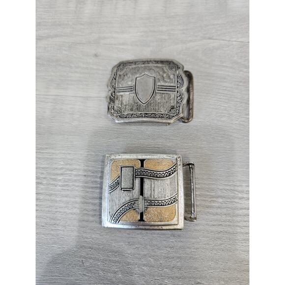 2 Vintage Belt Buckles 1.25" Silver Plated. Fabric Belt Buckle Unique Pattern - Picture 1 of 10
